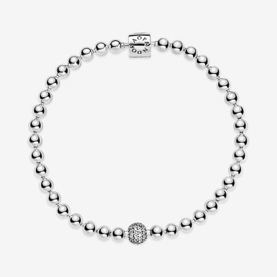 Beads & Pave Sterling Silver Pandora Bracelet