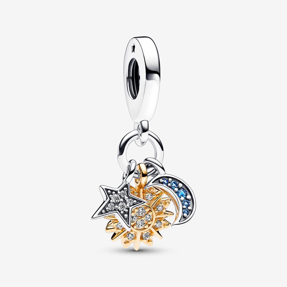 Two-tone Celestial Triple Dangle Pandora Charm
