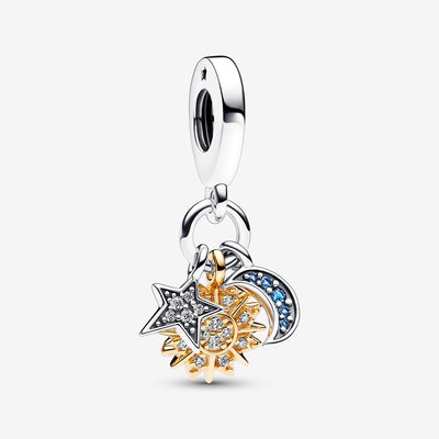 Two-tone Celestial Triple Dangle Pandora Charm