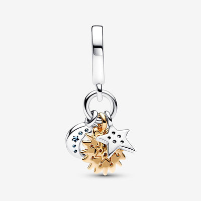 Two-tone Celestial Triple Dangle Pandora Charm
