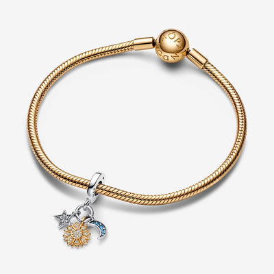 Two-tone Celestial Triple Dangle Pandora Charm