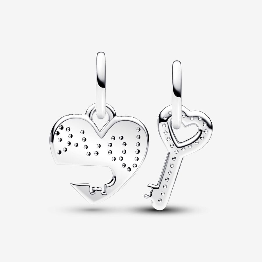 Splittable Heart & Key Dangle Pandora Charm