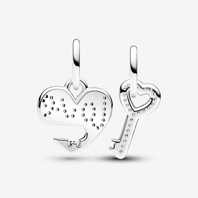 Splittable Heart & Key Dangle Pandora Charm