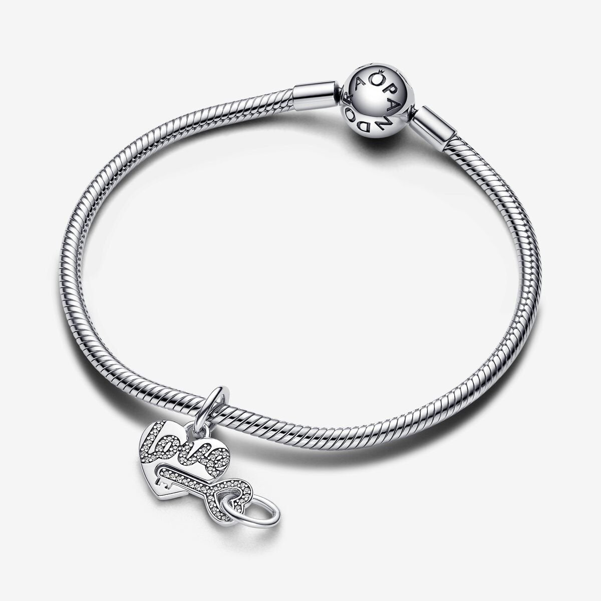Splittable Heart & Key Dangle Pandora Charm