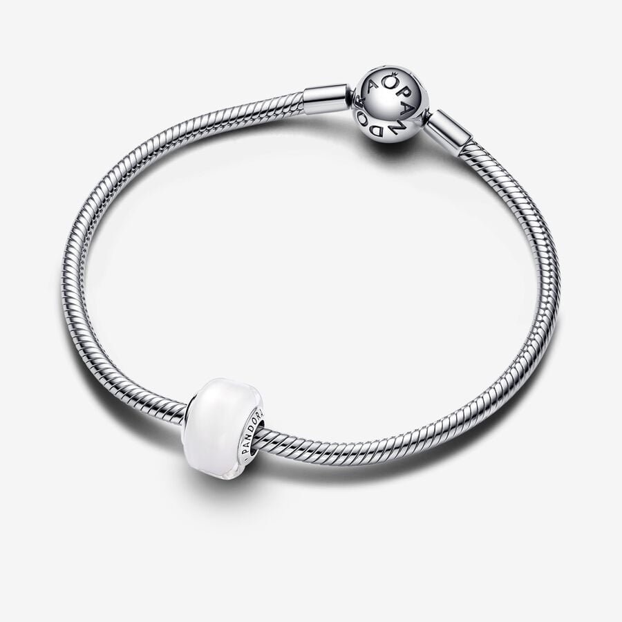 White Mini Murano Glass Pandora Charm