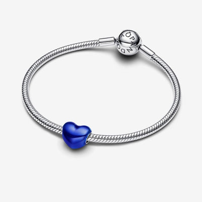 Metallic Blue Heart Pandora Charm