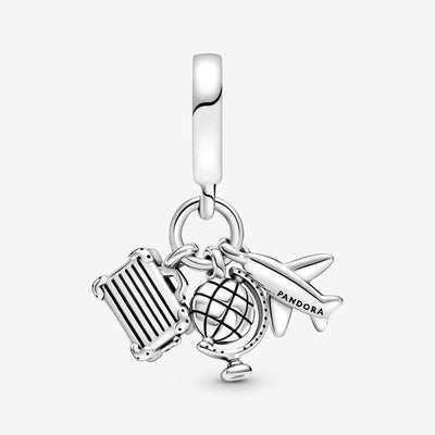 Airplane, Globe & Suitcase Dangle Pandora Charm