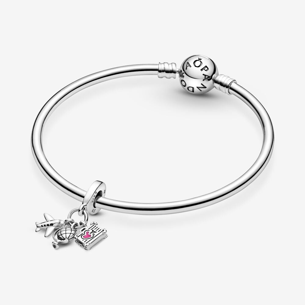Airplane, Globe & Suitcase Dangle Pandora Charm
