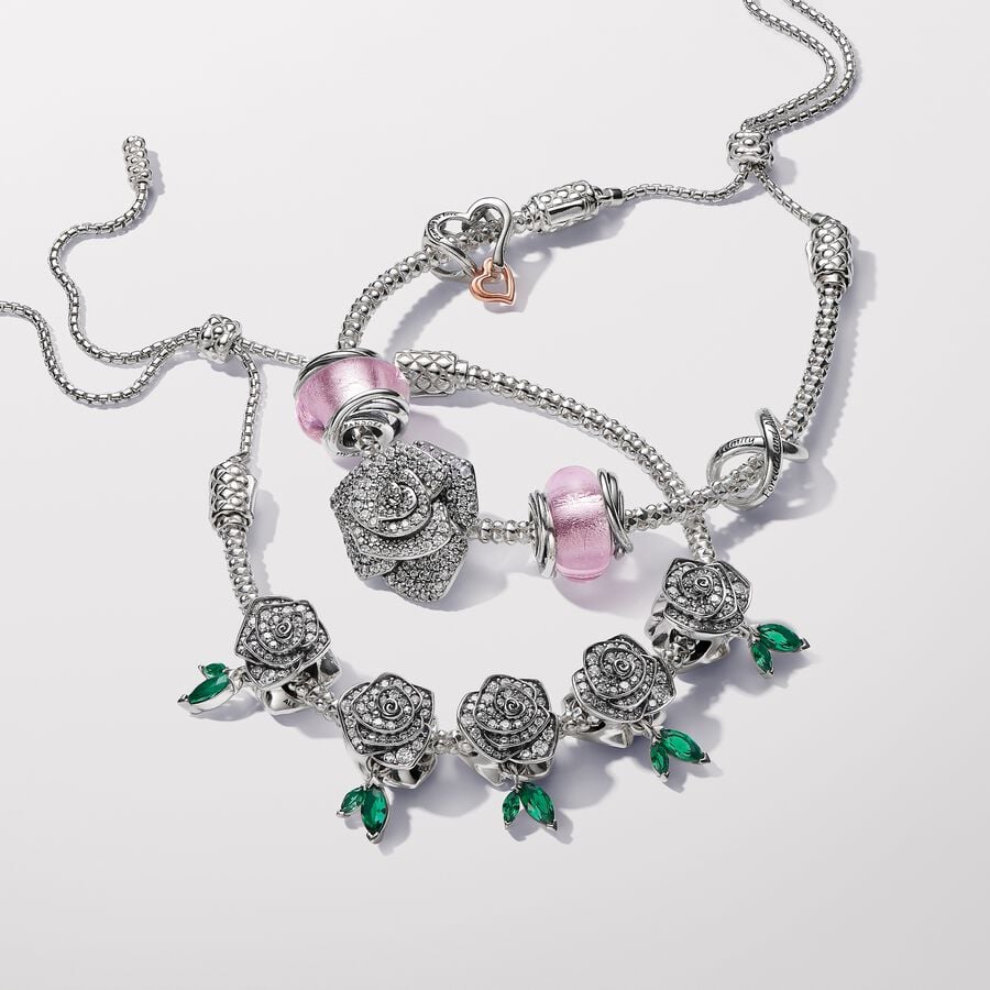 Sparkling Rose in Bloom Pandora Charm