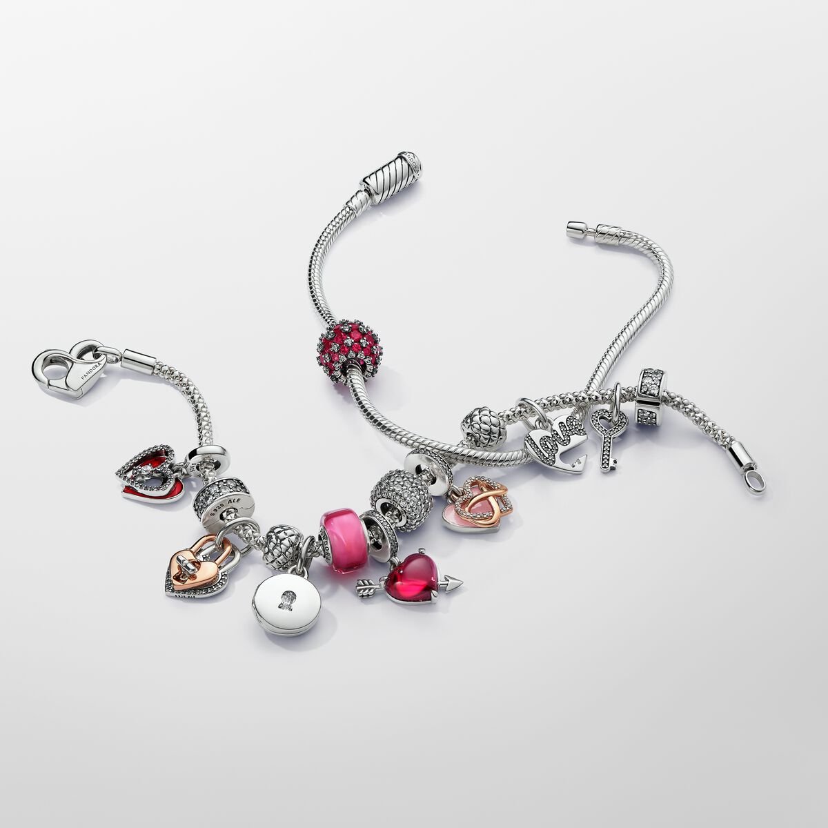 Splittable Heart & Key Dangle Pandora Charm