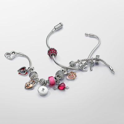 Splittable Heart & Key Dangle Pandora Charm